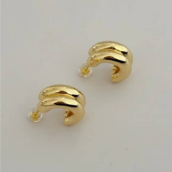 Gold Chunky Crescent Earrings: Gold Plated