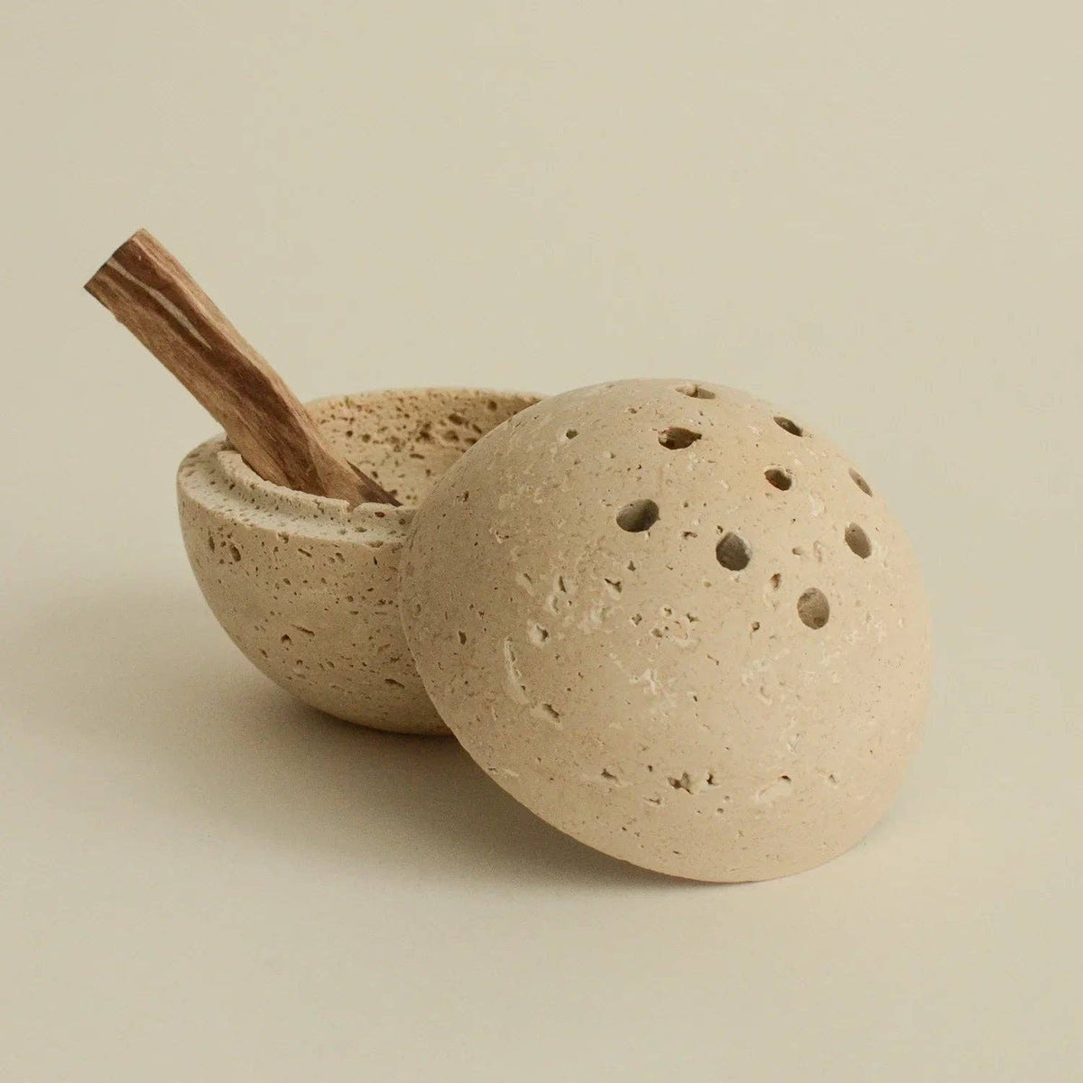 Travertine Sphere Incense & Smudging Burner
