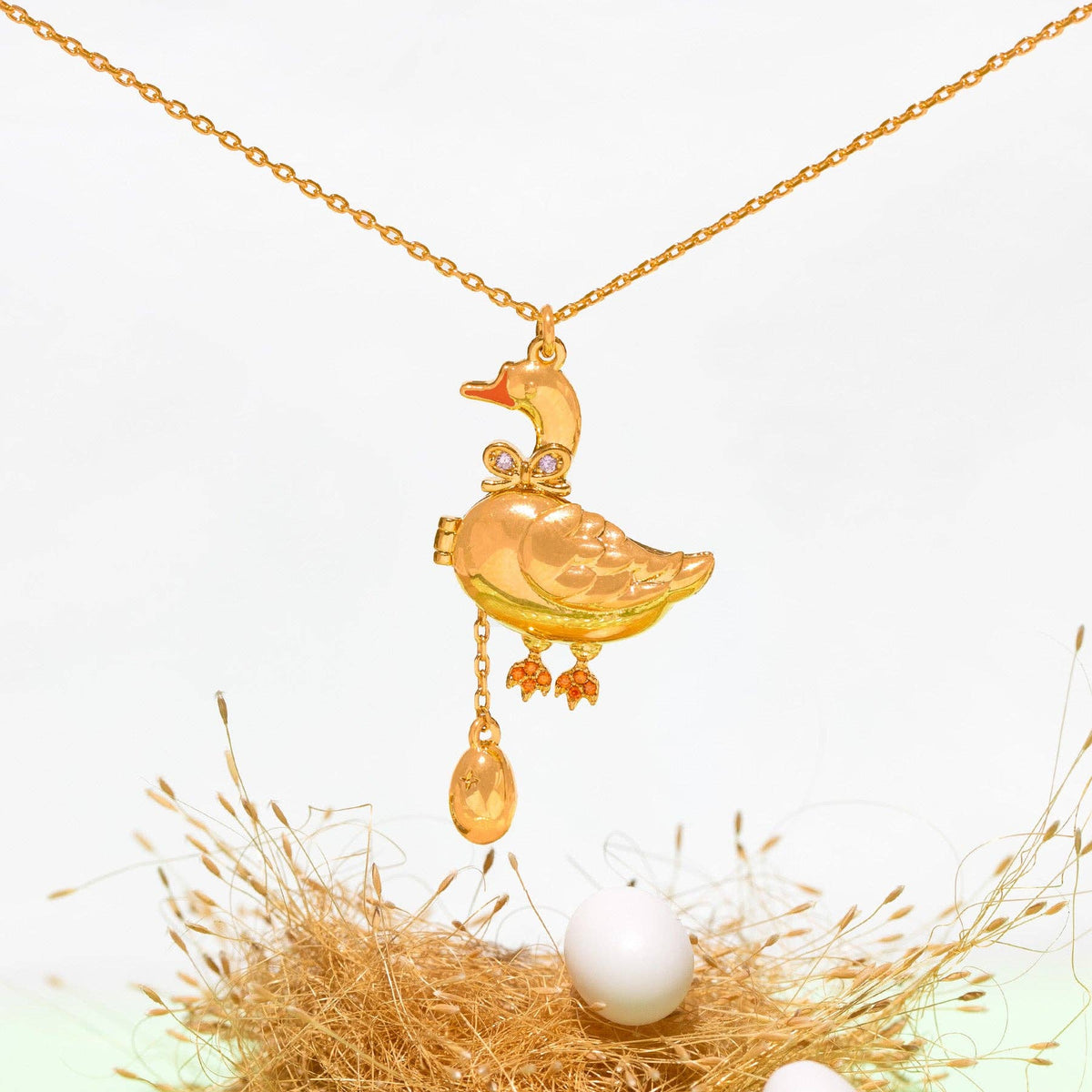 Mother Goose Locket Necklace: Gold