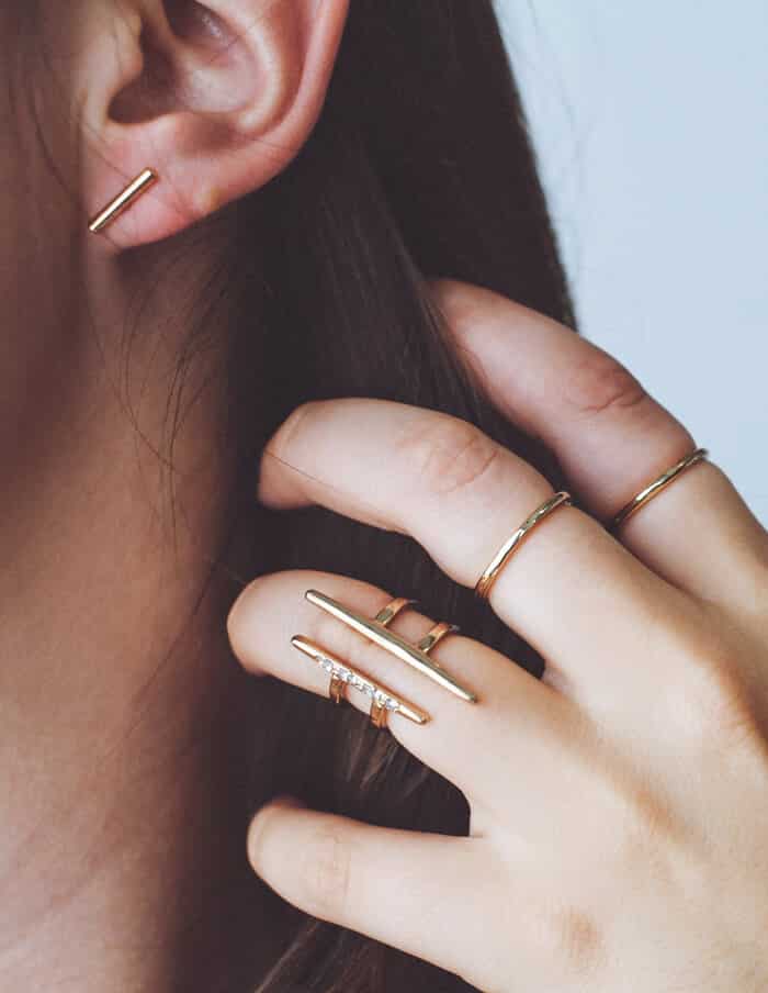 Gold Slim Bar Stud -  Sold SINGLE