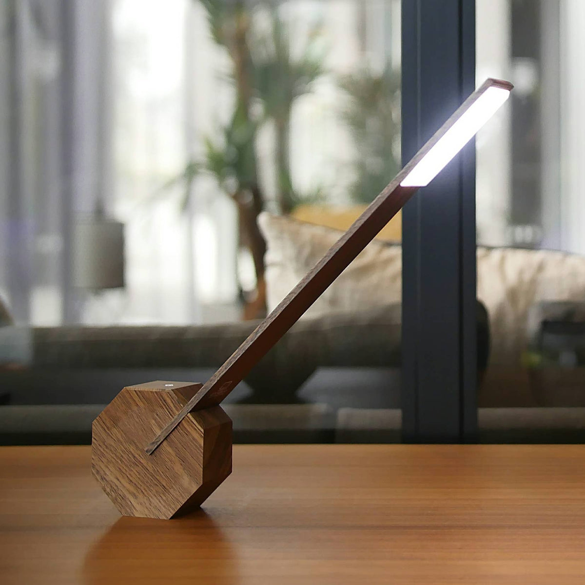 Octagon One Portable Desk Light: Walnut