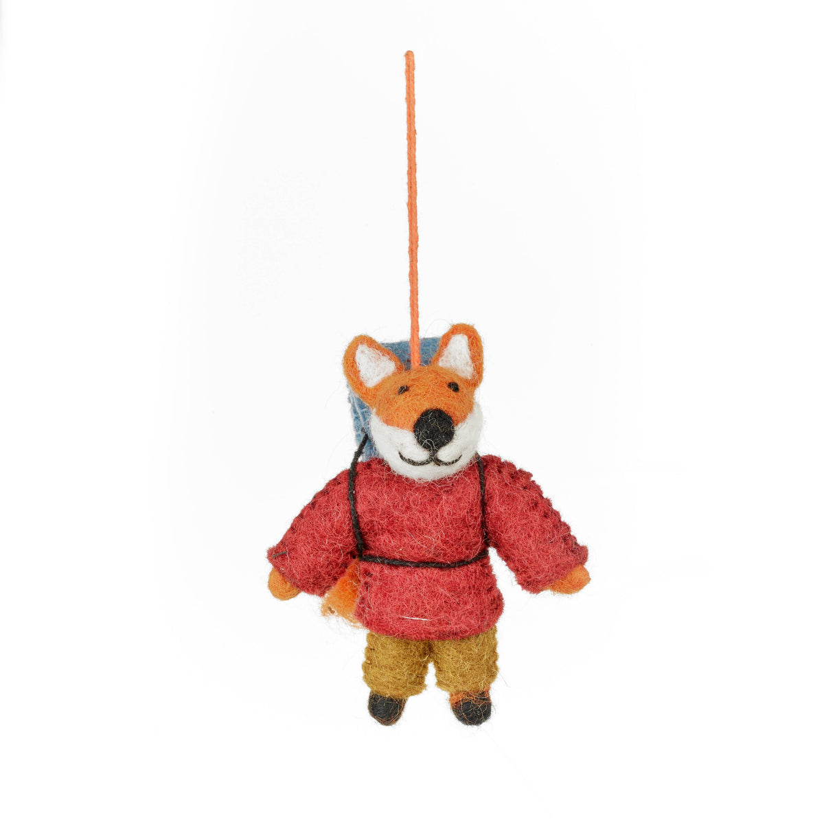 Handmade Felt Hiking Fox Ornament