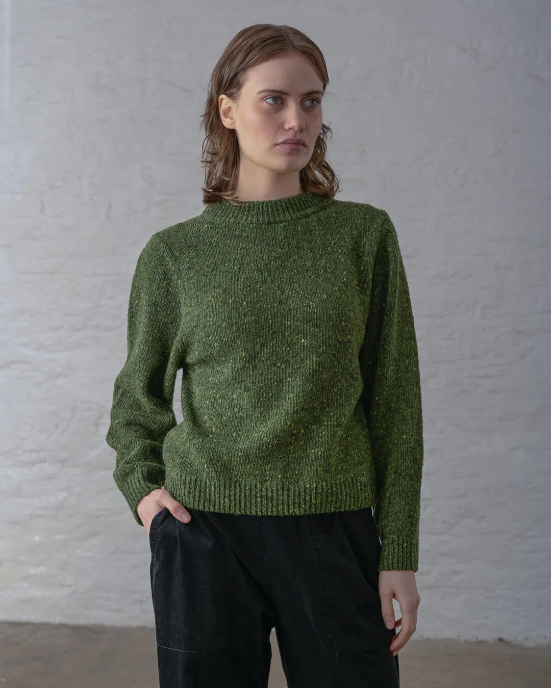 Lou Relaxed Jumper - Olive Melange