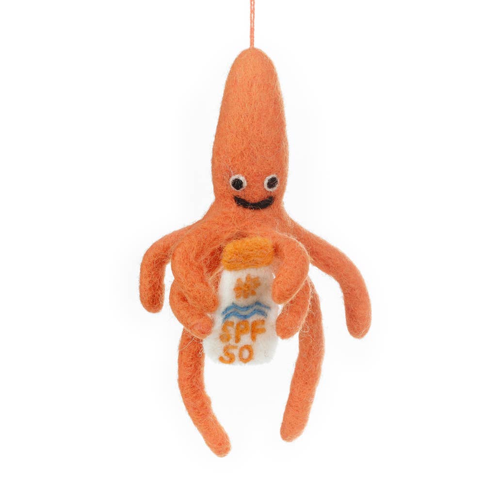 Handmade Felt SPF Squid Ornament