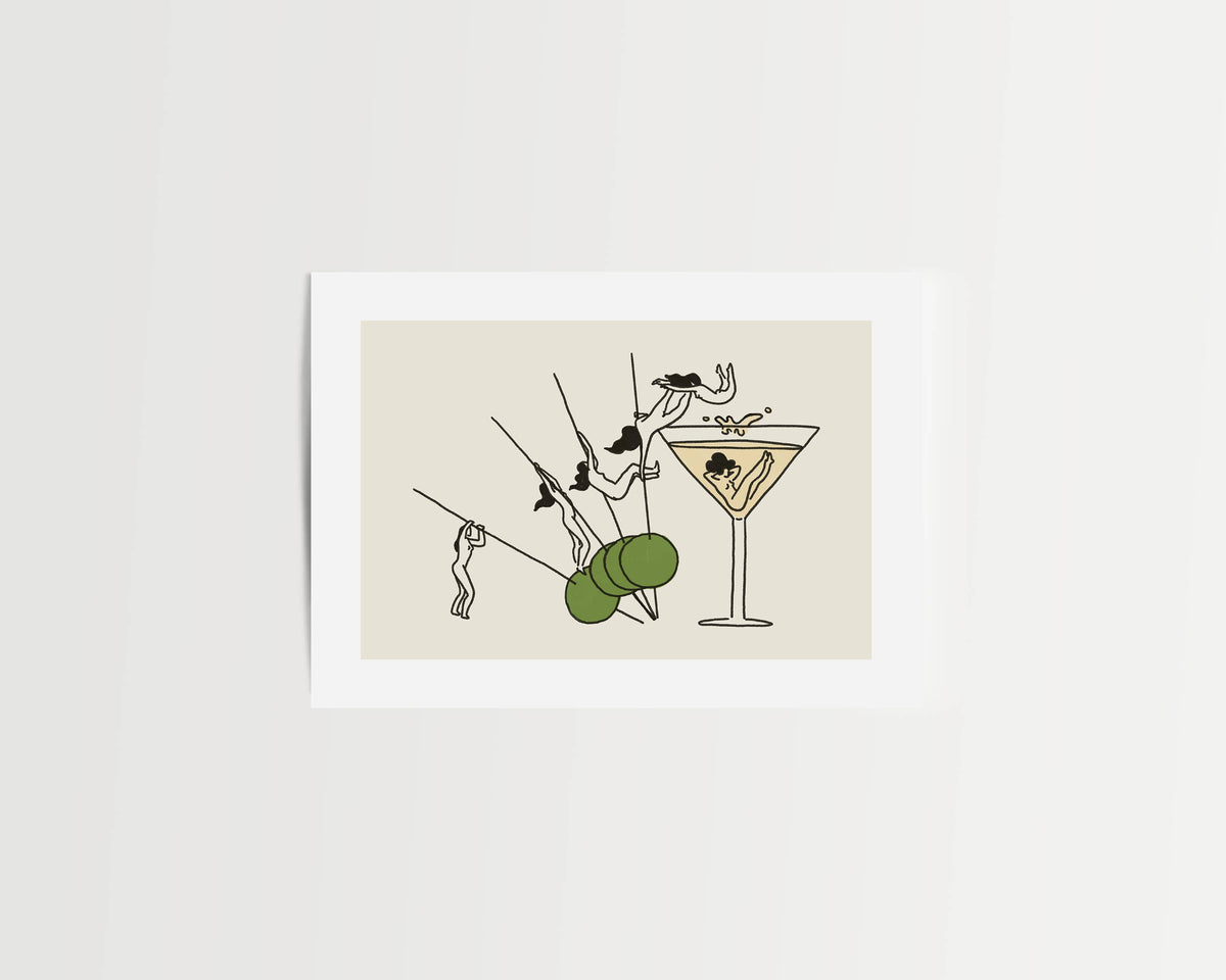 "Pole Vault" Vintage Martini Wall Art Print: Medium