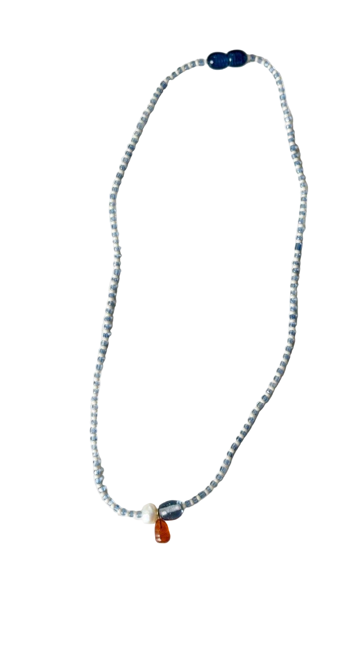 Glass and Shell Necklace: Length 16&quot;
