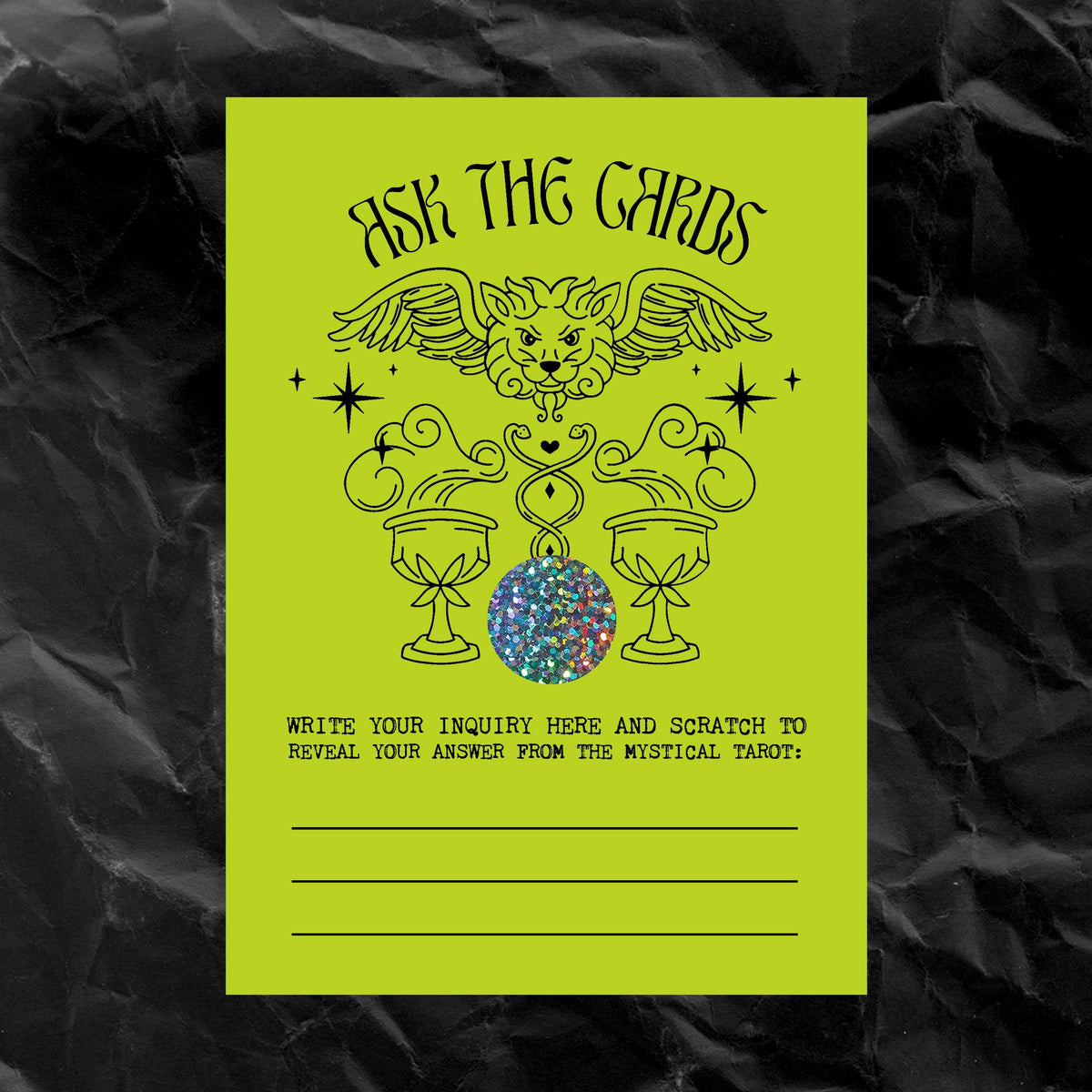 "ASK THE CARDS" Tarot Novelty Scratch Off Tarot Fortune Card: BRIGHTS/NEONS