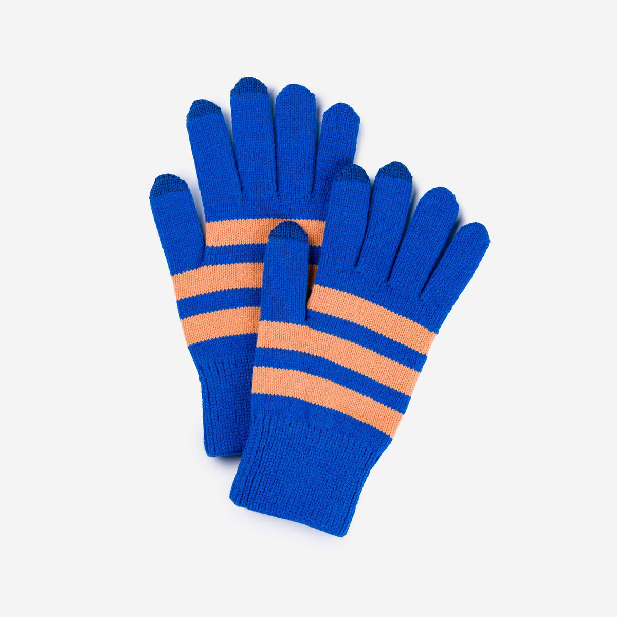 Stripe Touchscreen Gloves: Peach Cobalt