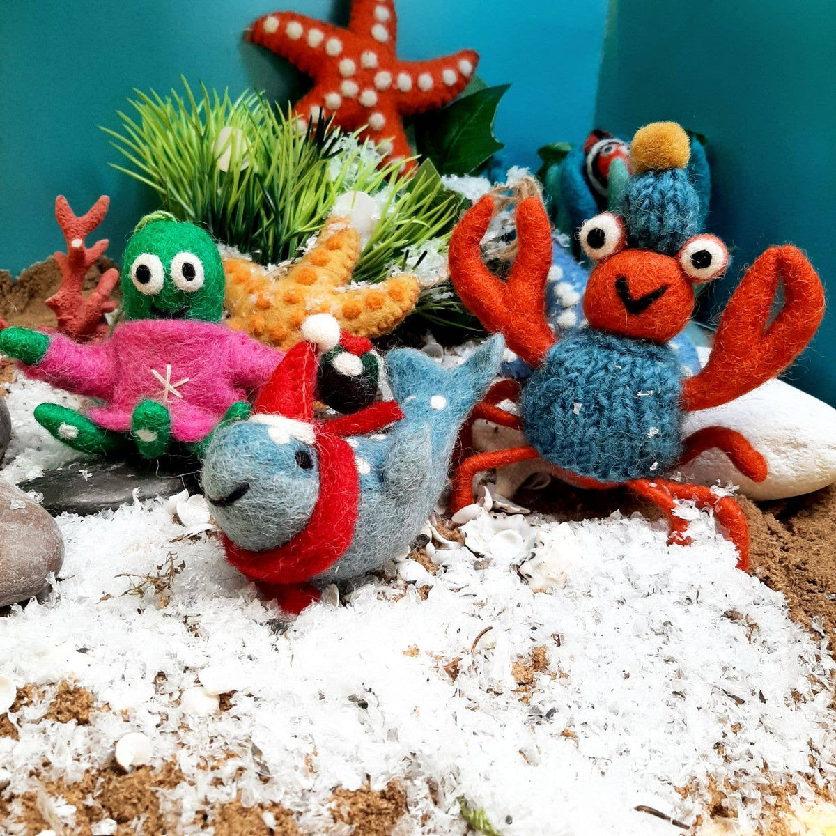 Handmade Felt Sammy Snow crab Ornament