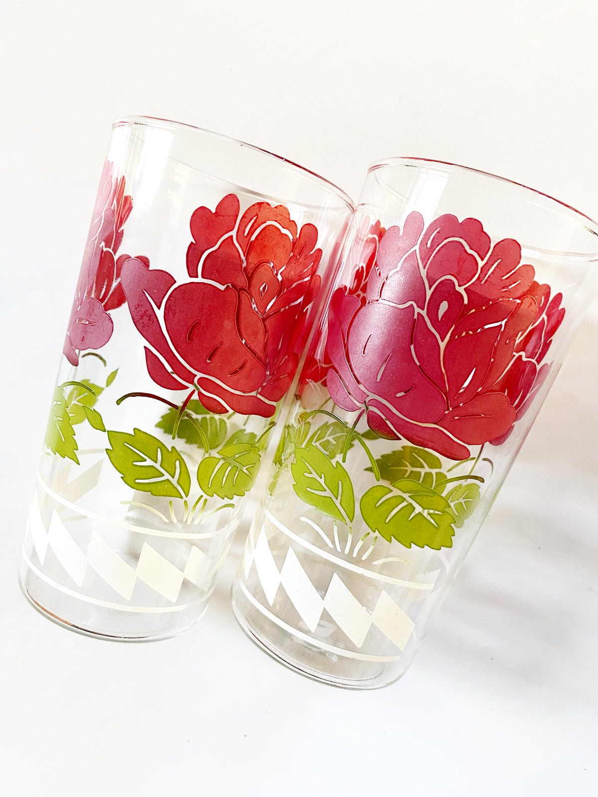 Rose Print Glasses Set of 3