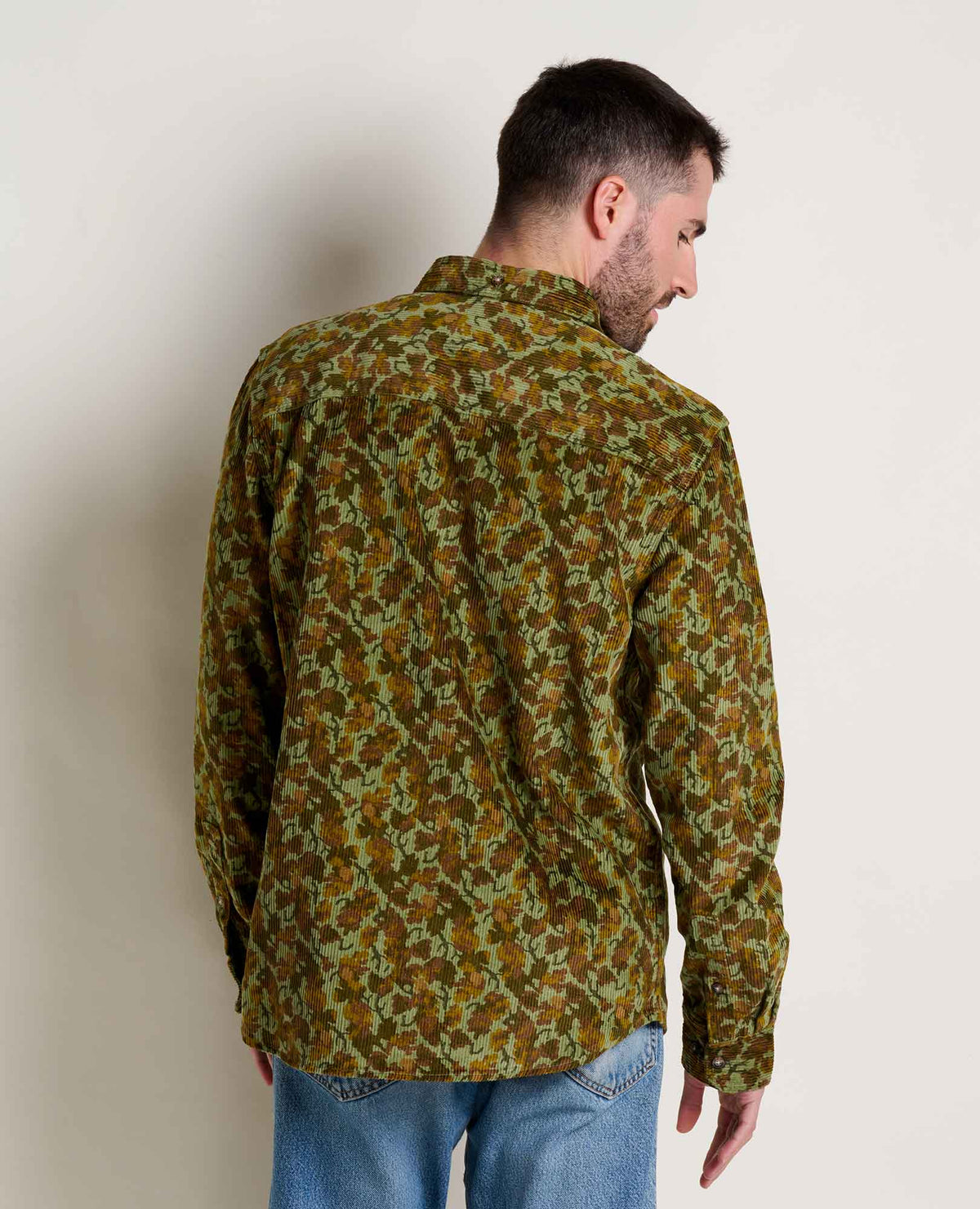 M’s Cascadia LS Shirt - Green Moss Leaf Print