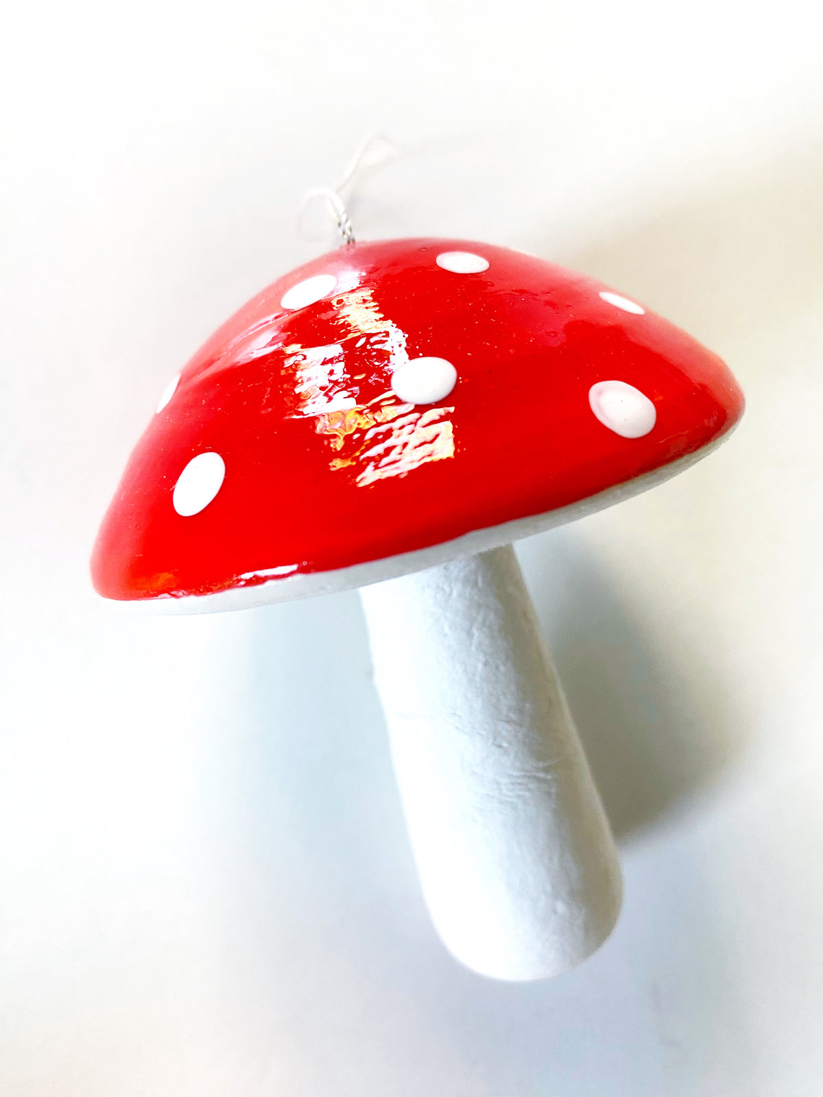 Mushroom Ornament Shiny, 8.5cm Red &amp; White