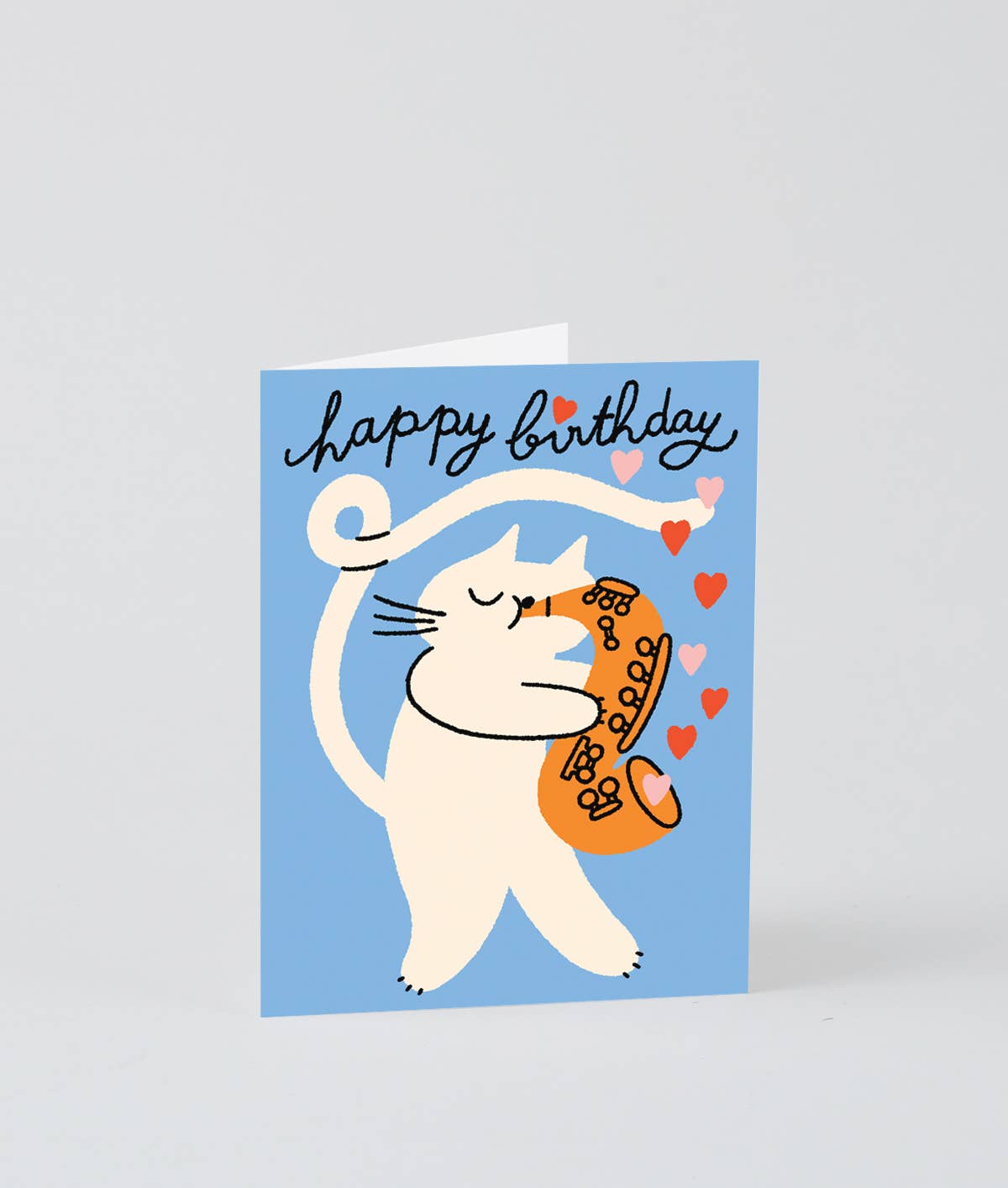 Happy Birthday Cat & Saxophone Kids Greeting Card