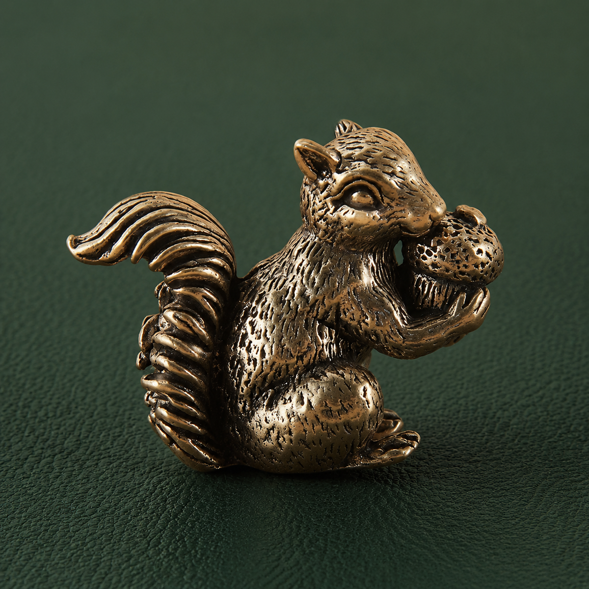 Solid Brass Squirrel with Chestnut Figurine Ornament: A1