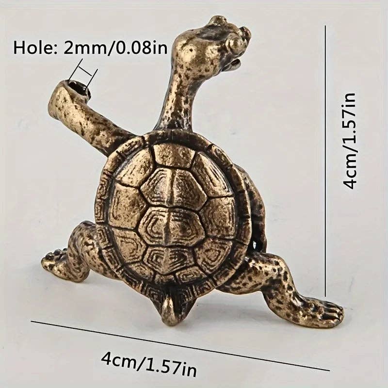 Small Brass Turtle Incense Holder: Red