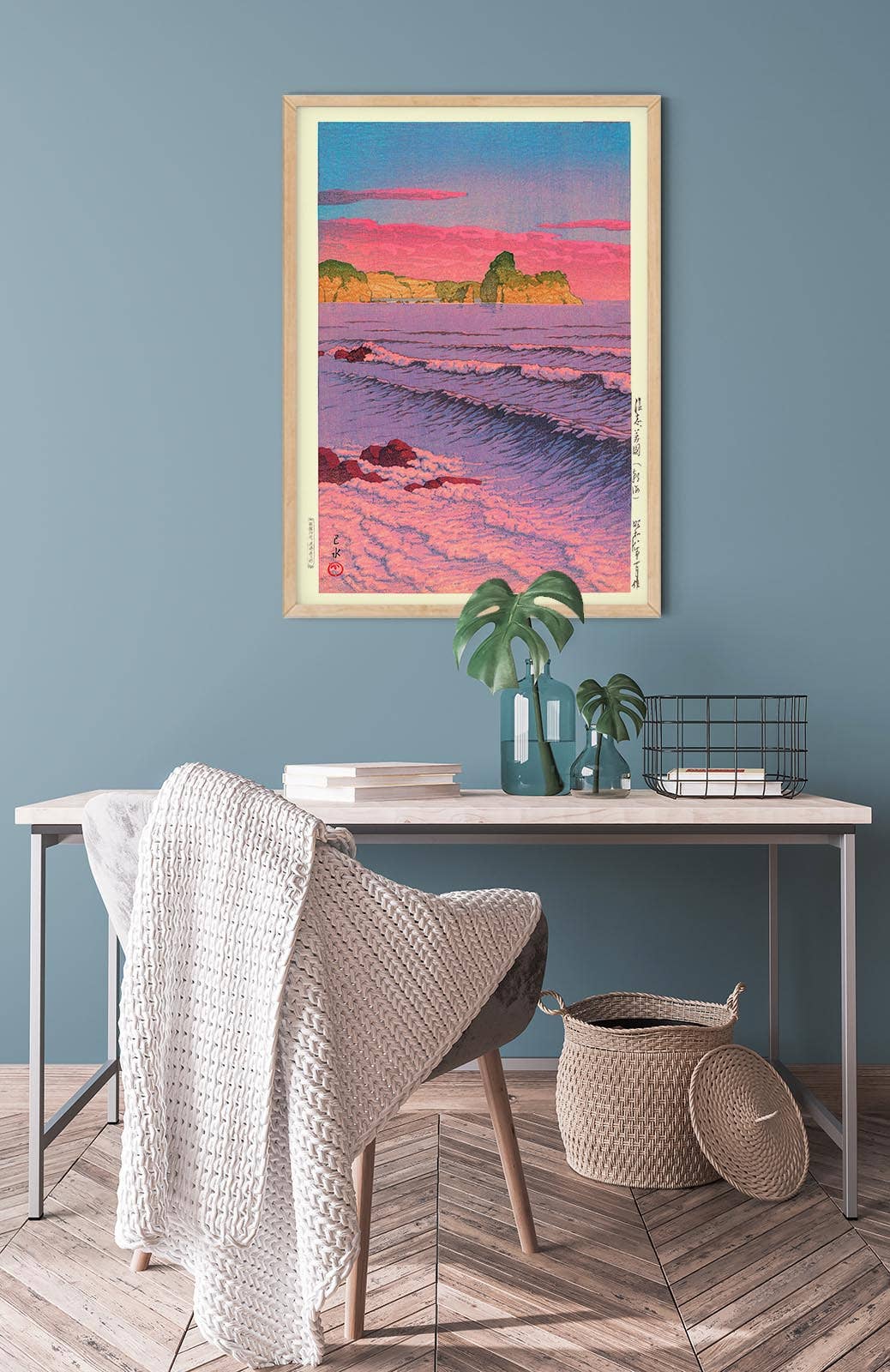 Hasui's Morning Sea at Shiribeshi Art Print: 8x10 Inches