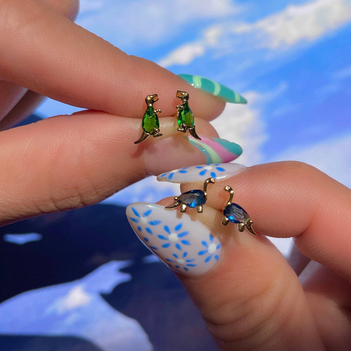 Terrific T-Rex Studs: sold SINGLE Gold
