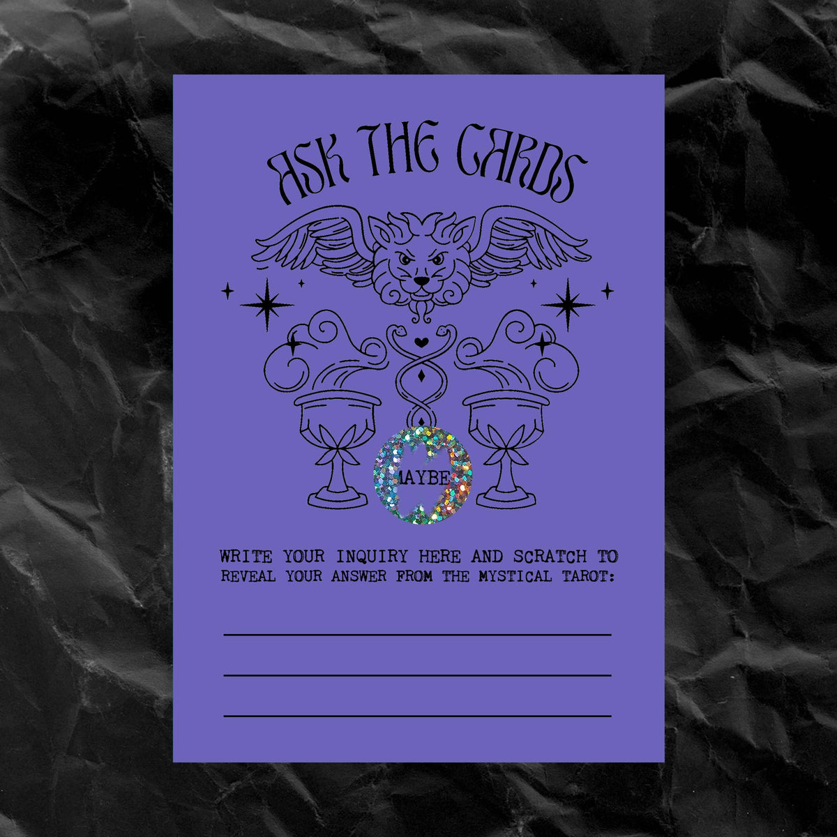 "ASK THE CARDS" Tarot Novelty Scratch Off Tarot Fortune Card: BRIGHTS/NEONS