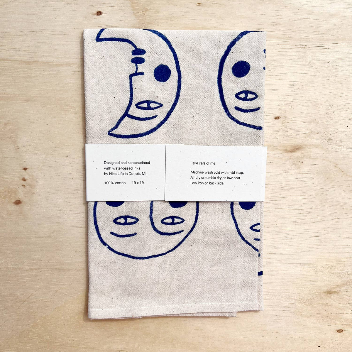 Moon tea towel: Blue