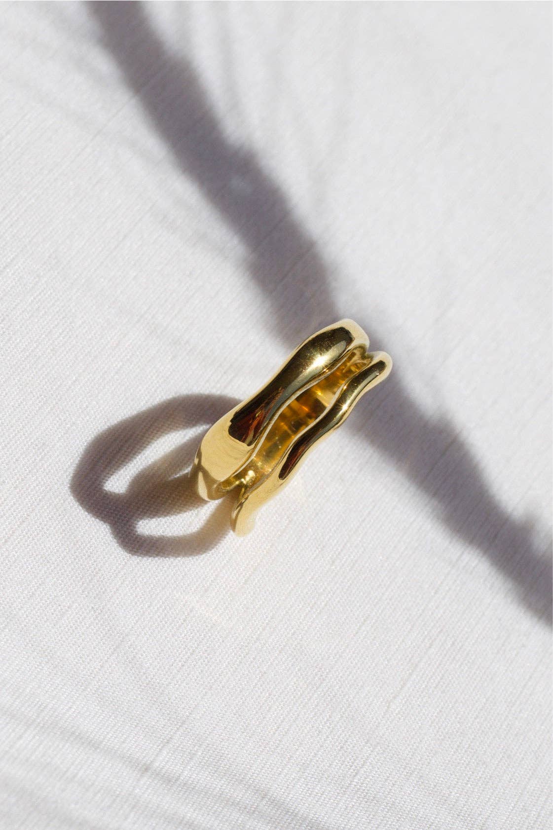 Shantina - Double Layer Wave Gold Stacking Ring