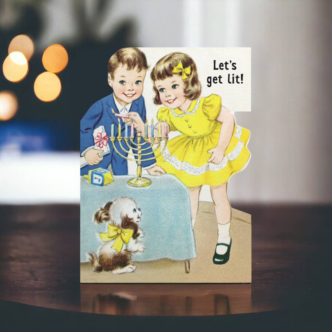 Let&#39;s Get Lit - Funny Hanukkah Greeting Card