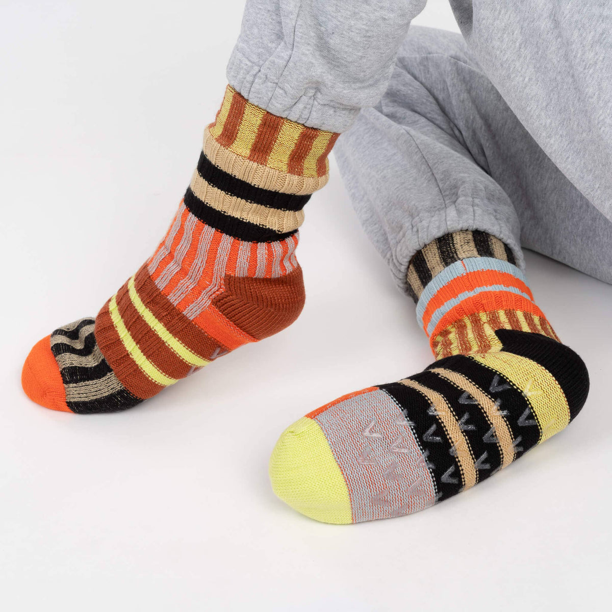 Patchwork Stripe House Socks: Sport (S/M)
