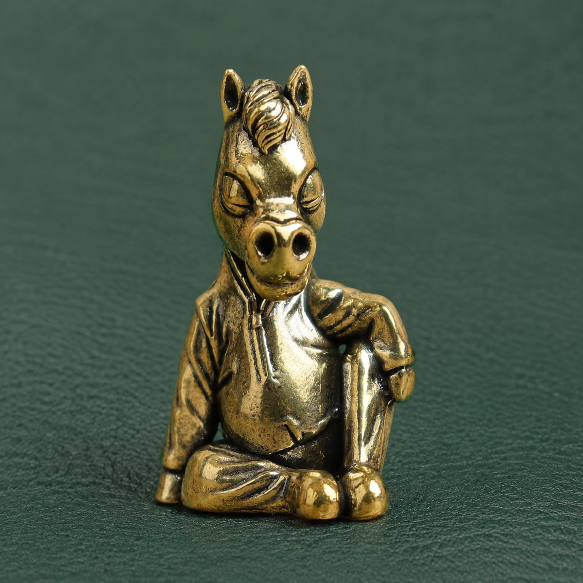 Solid Brass Seated Horse Figurine Decor: A1