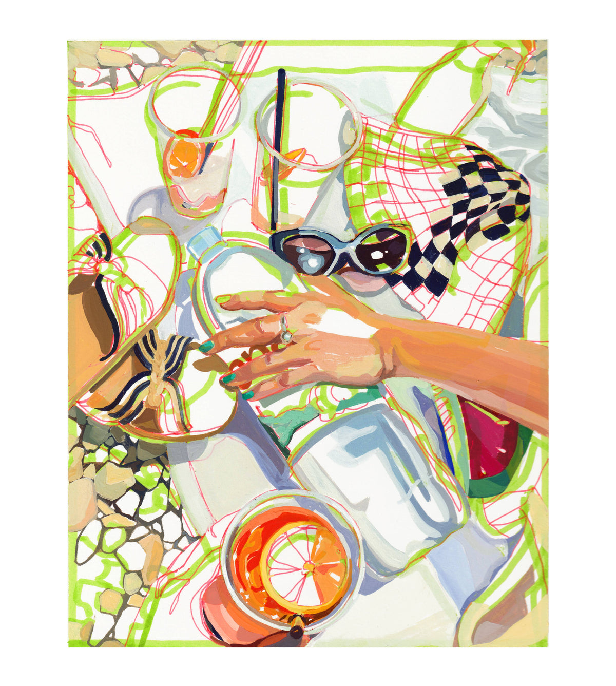 "Beach Day in Omis" signed archival giclee still life: 8x10"