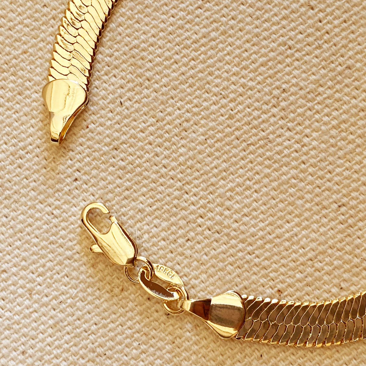 18k Gold Filled 6mm Herringbone Bracelet: 7 inches