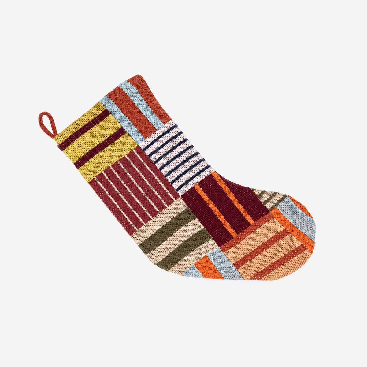 Patchwork Stripe Holiday Stocking: Desert