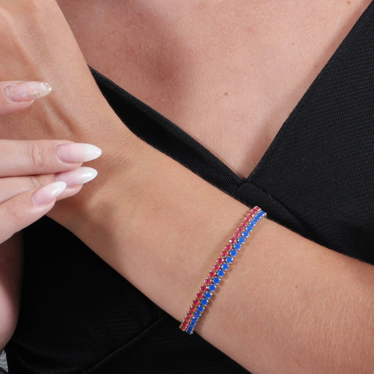18k Gold Filled 3mm Fuchsia Bracelet