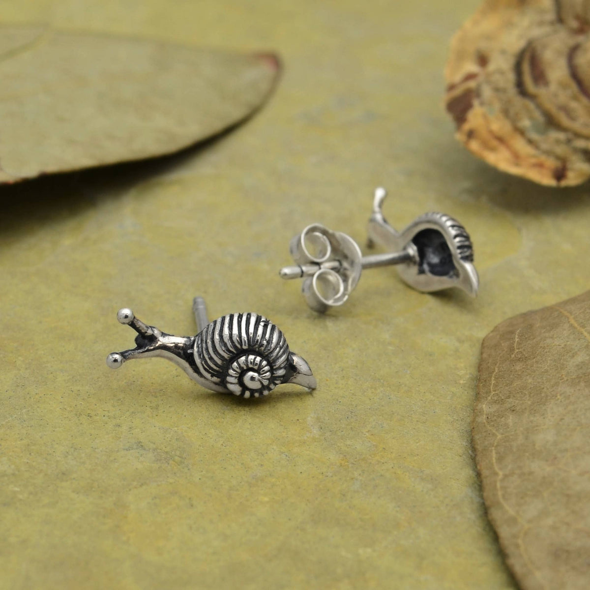 Bronze Tiny Snail Stud Earring SINGLE 6x14mm