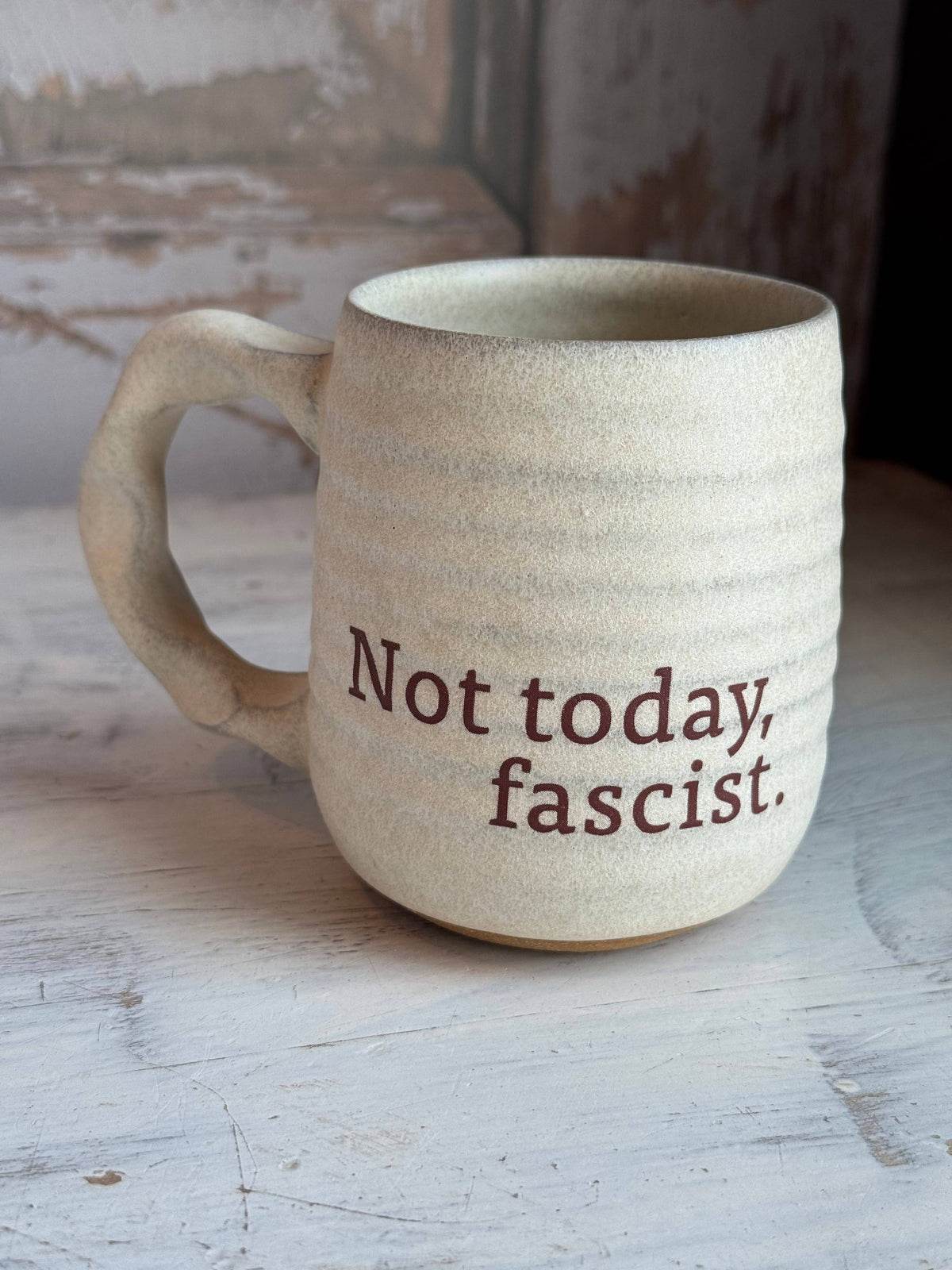Companion Mug in Cream | Not Today, Fascist