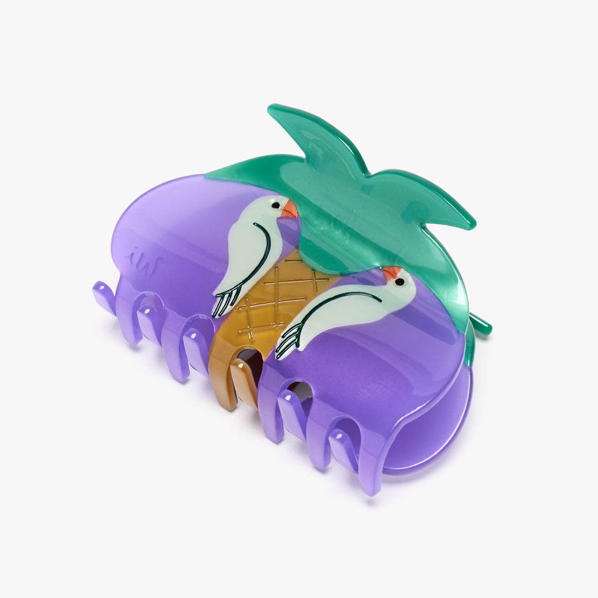 Pasadena Green Parrots on Palm Tree Medium Hair Claw Clip