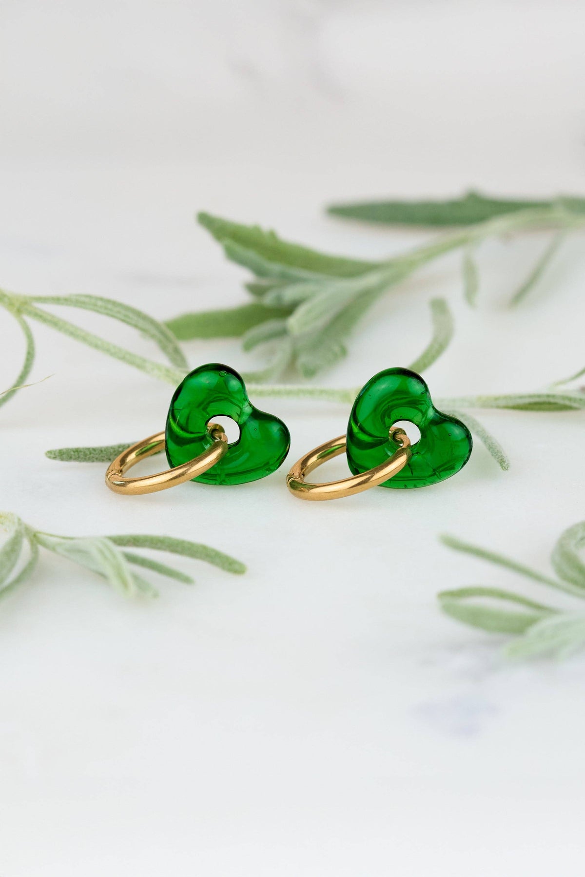 Corazon Hoops - 18K Gold Plated: Green