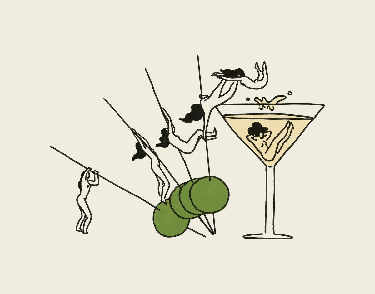 "Pole Vault" Vintage Martini Wall Art Print: Medium