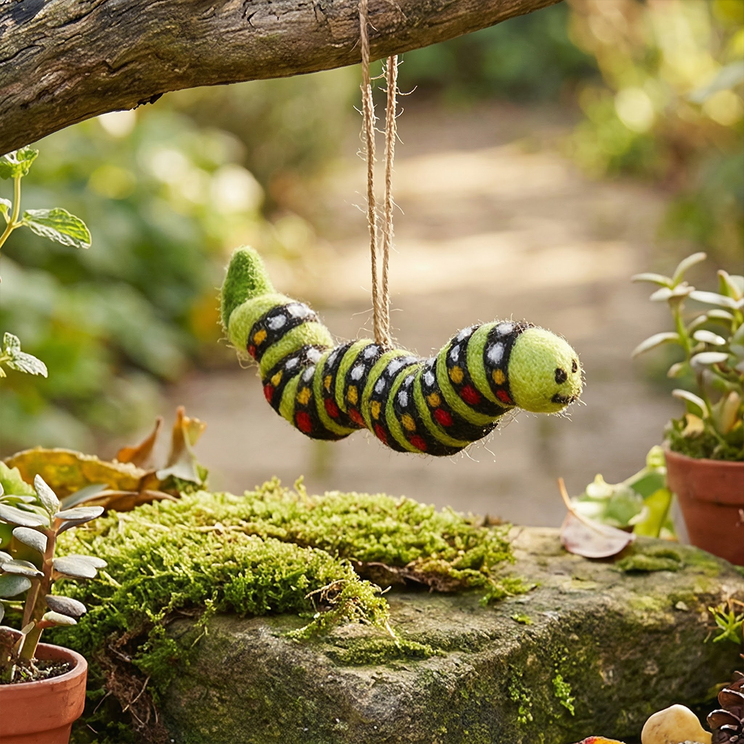 Handmade Felt Carl the Caterpillar Ornament