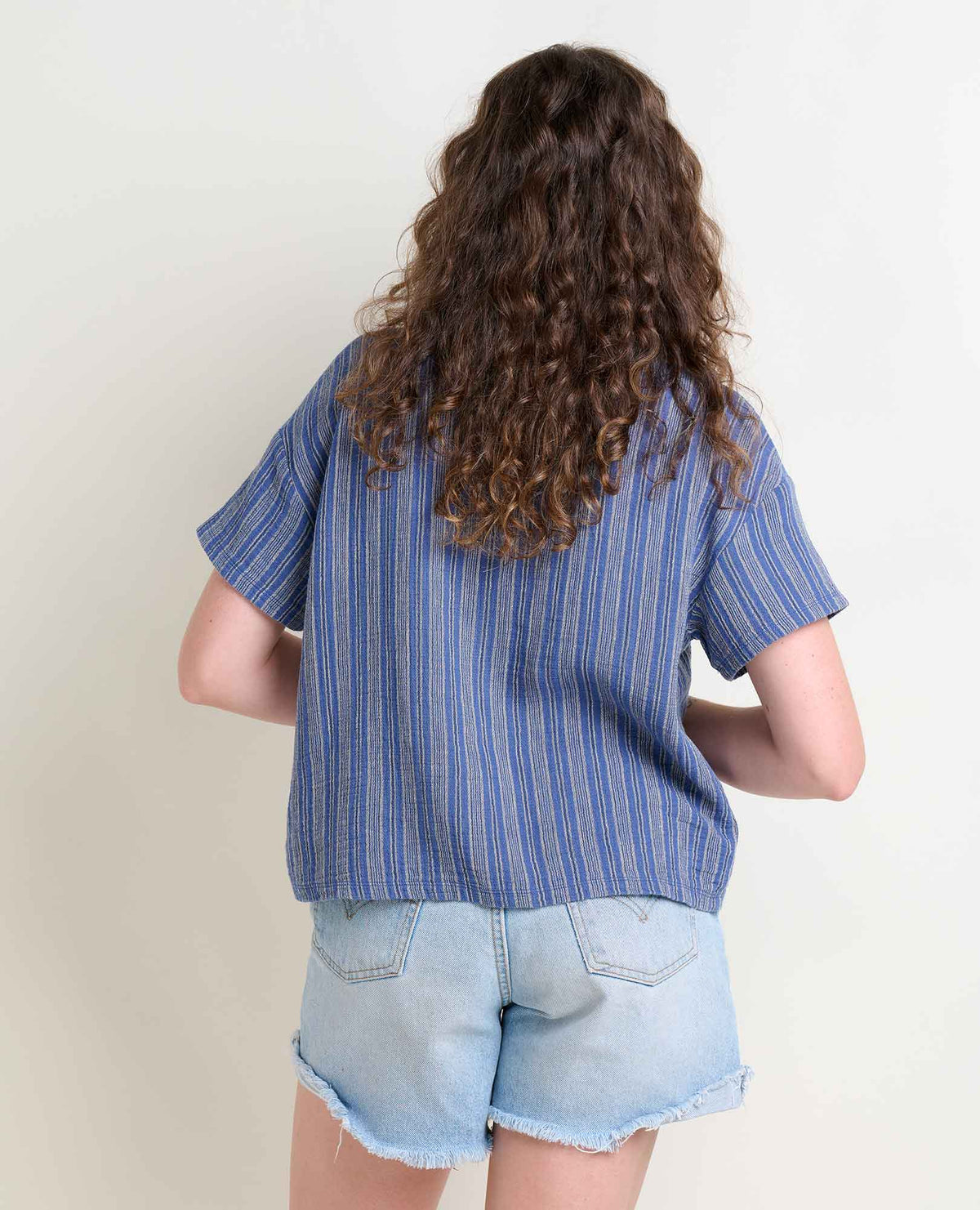 Tate Double Weave SS Shirt - Kyanite Stripe
