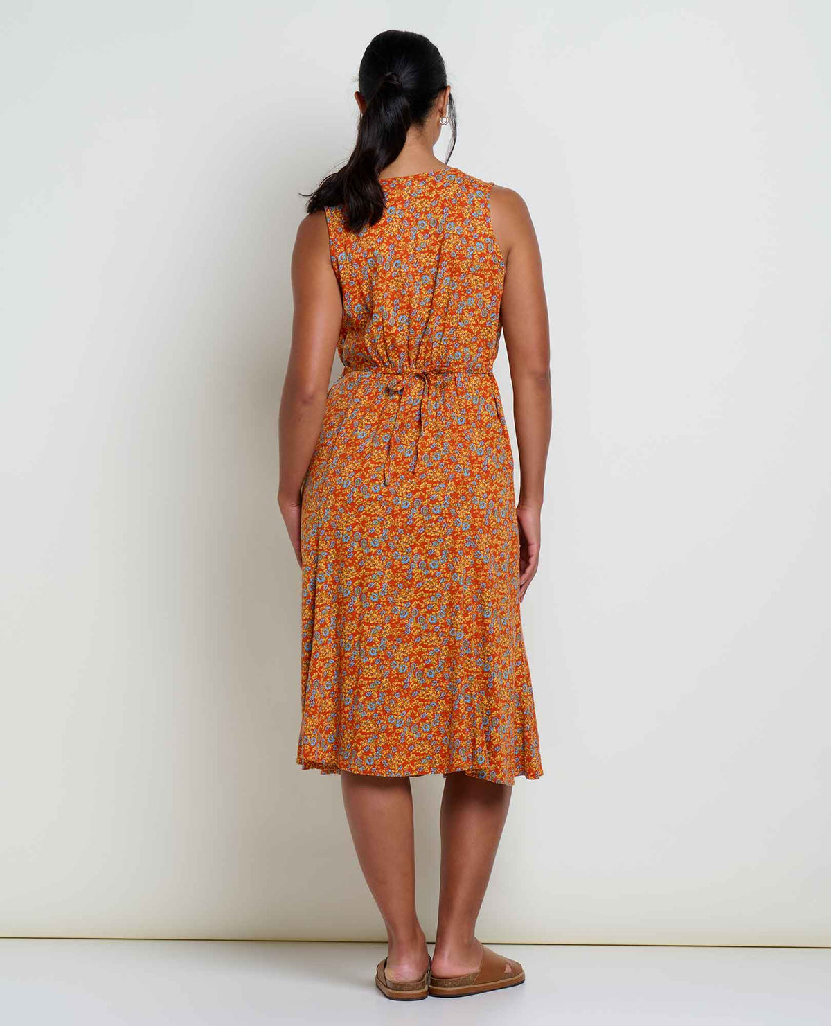 Manzana Midi SL Dress: Burnt Ochre Floral Print