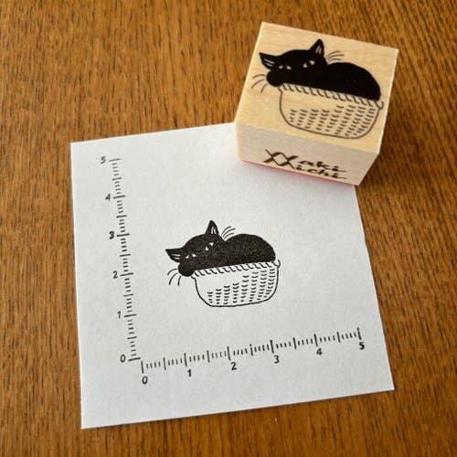 WKMC stamp 25×30mm Black Cat in a Basket