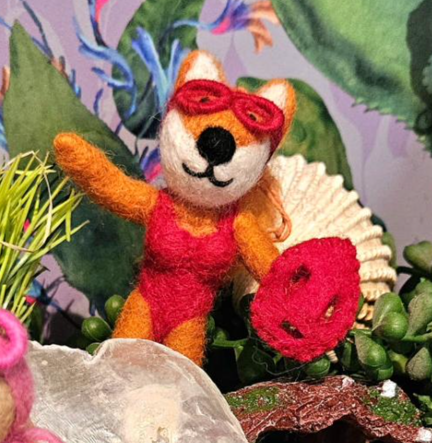 Felt Baywatch Fox Summer Ornament