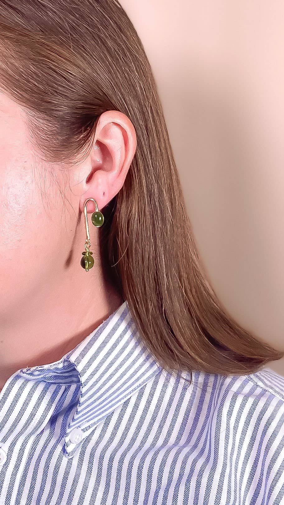 Green Asym Arch Earrings