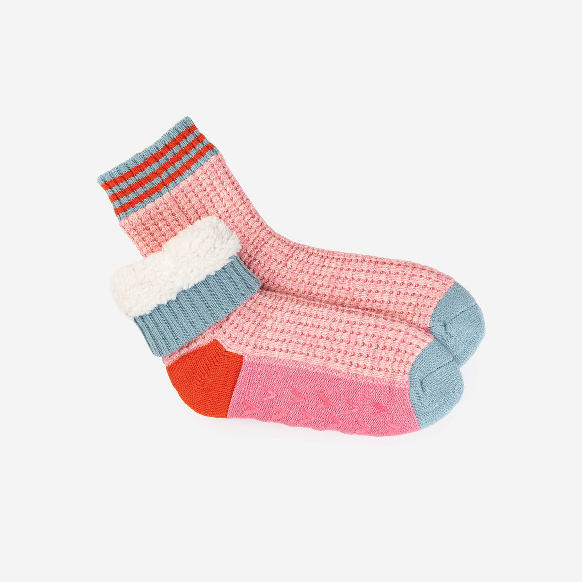 Varsity Knit House Socks: Pink (S/M)