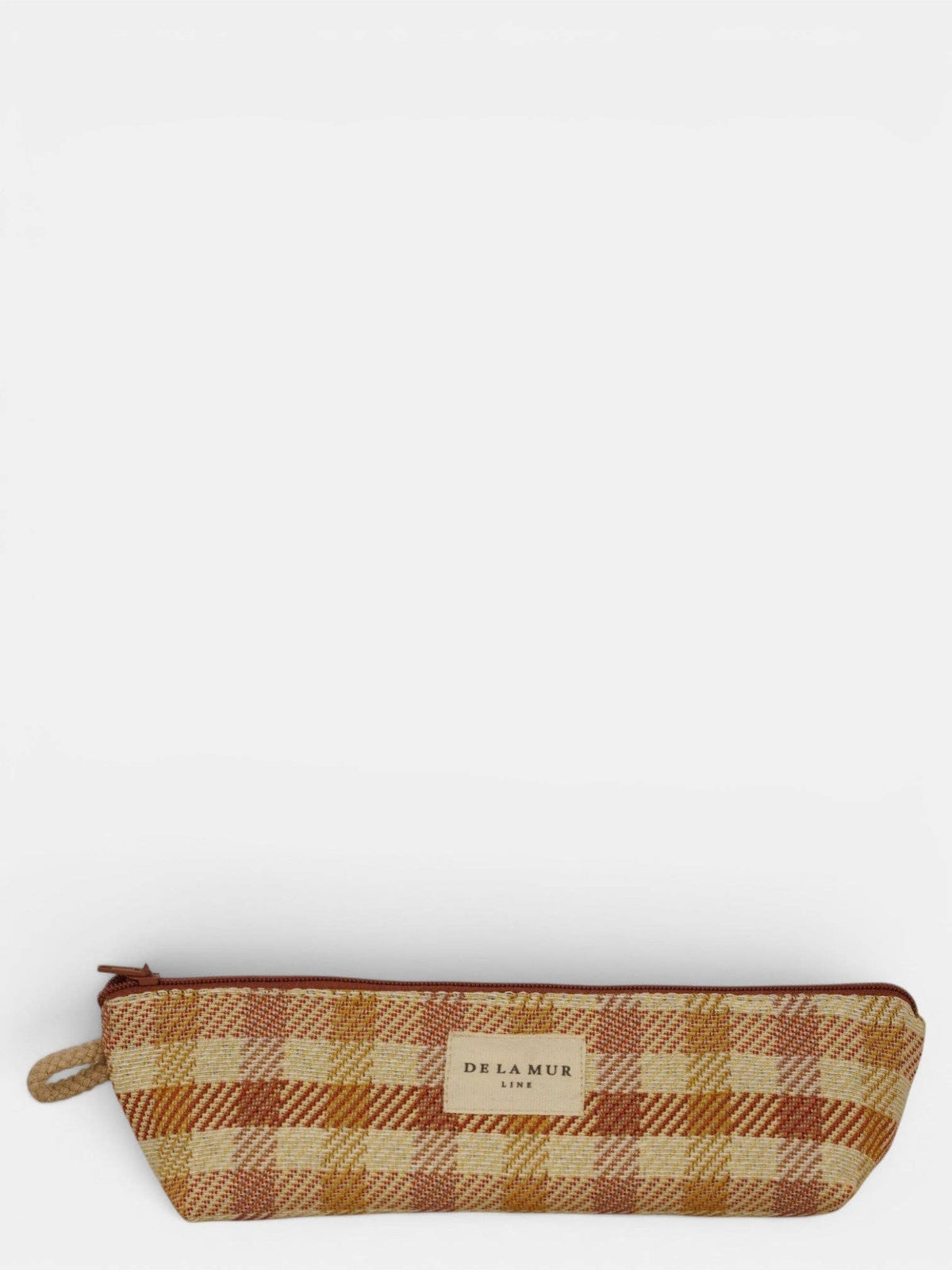 Gingham Jacquard Pencil Case – Terracotta & Orange (Zia)