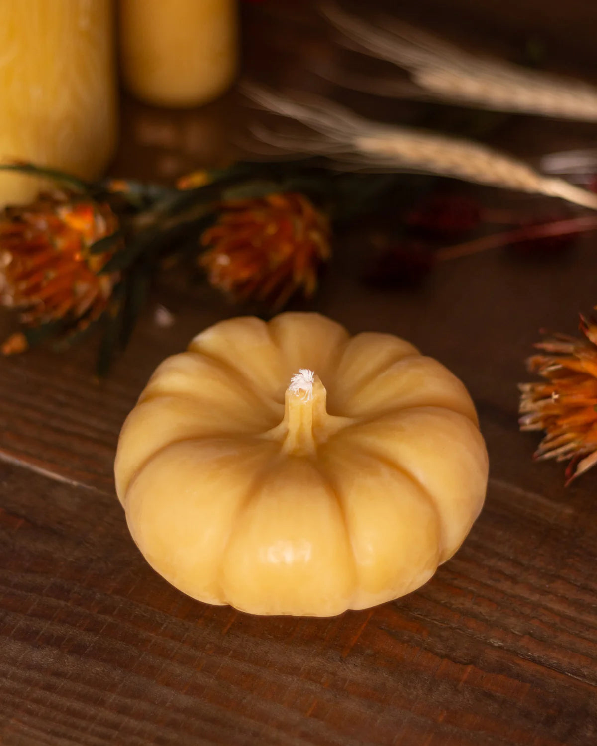 Large Pumpkin Shaped Beeswax Candle