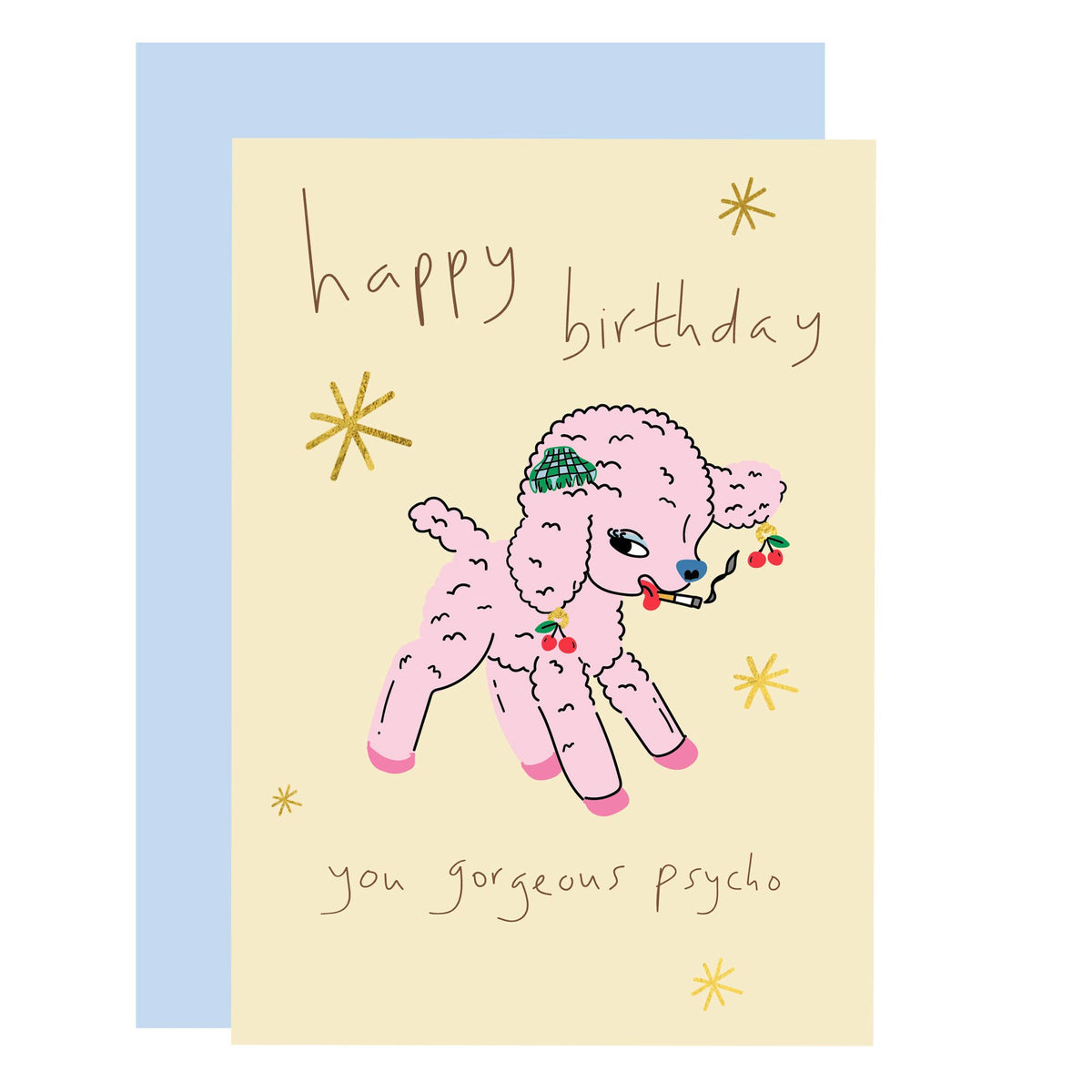 Birthday Little lamb psycho, fun greeting cards, friendship