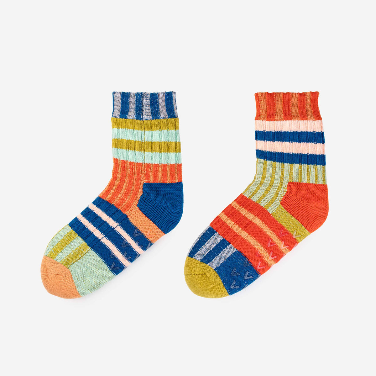Patchwork Stripe House Socks: Rainbow (S/M)