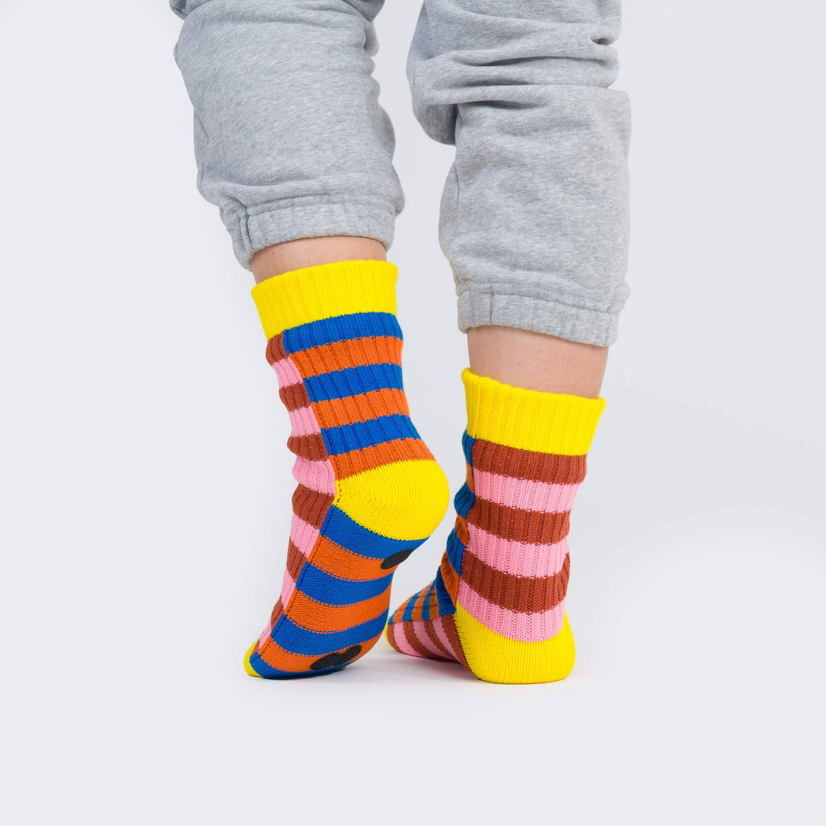 Super Stripe Knit House Socks: Cobalt Flame / S/M - W 6-9<br>M 5-7.5