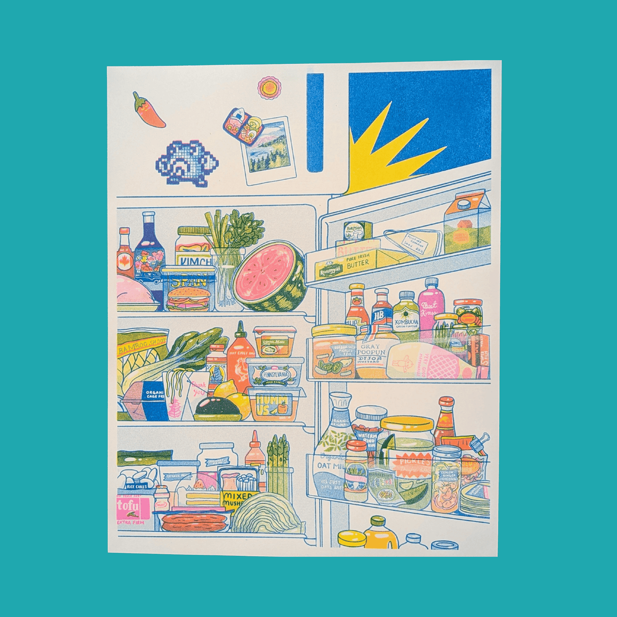 Midnight Snack Fridge |  11"x14" Risograph Print