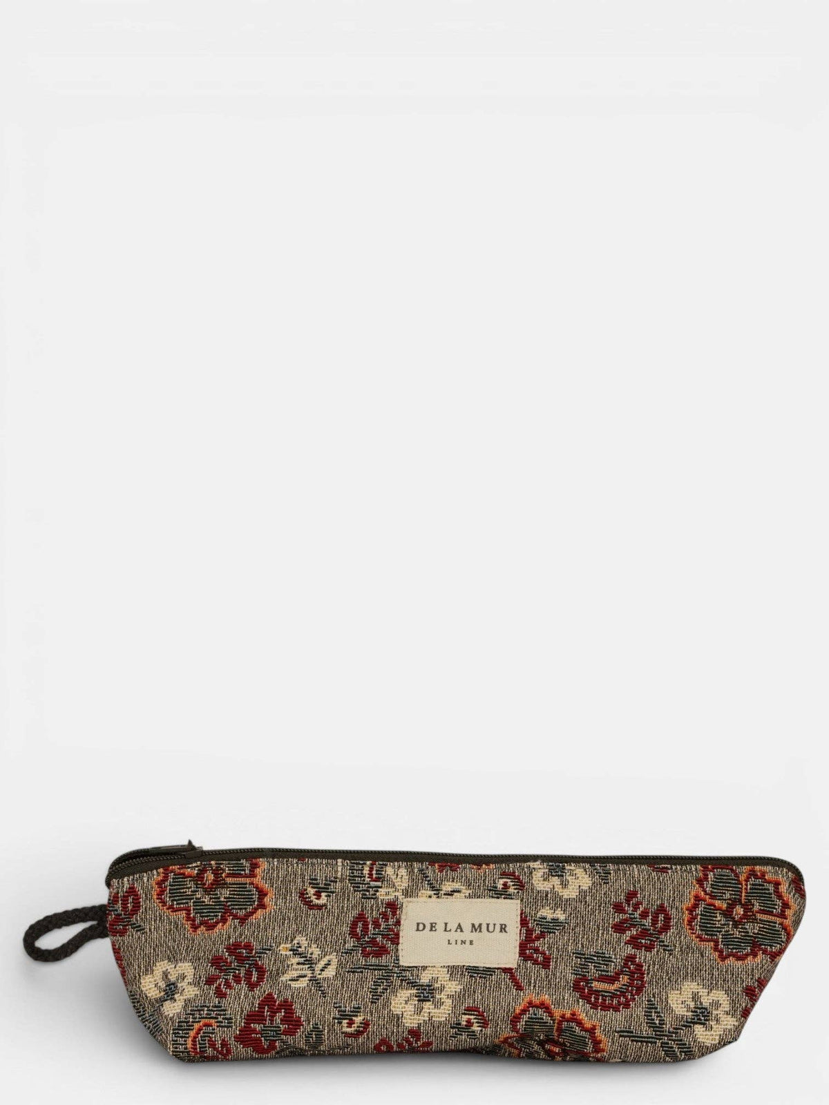 Floral Jacquard Pencil Case – Burgundy & Gray (Nira)